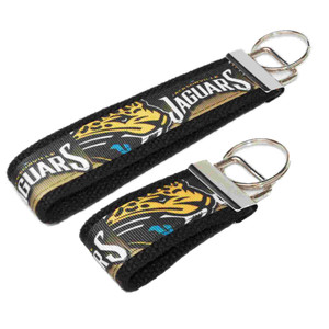 jacksonville jaguars keychain silver hardware in both wristlet and mini size