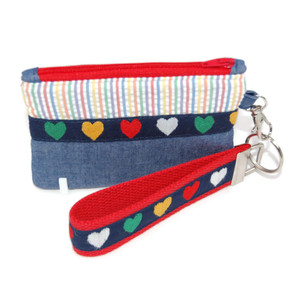 rainbow hearts zipper pouch and keychain