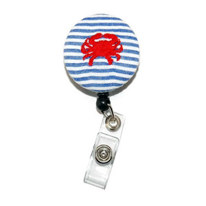 crab id badge reel with fabric cover crab id badge reel with fabric cover