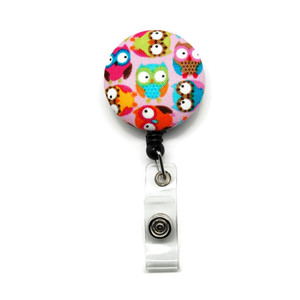 owl id badge reel with fabric cover