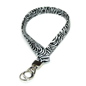 Black and White Zebra Fabric Lanyard Picture 1 Black and White Zebra Fabric Lanyard Picture 1