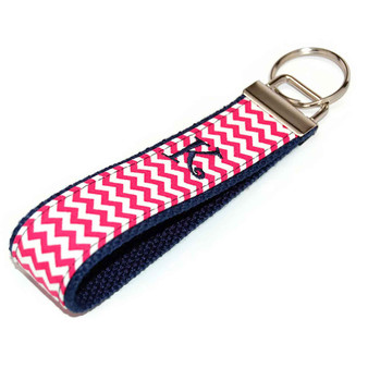 Hot Pink on Navy Blue Personalized Key Chain Fob