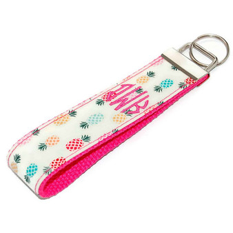 Pineapples On Pink Personalized Key Fob