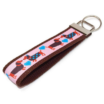 Pink Dachshund dogs Keychain