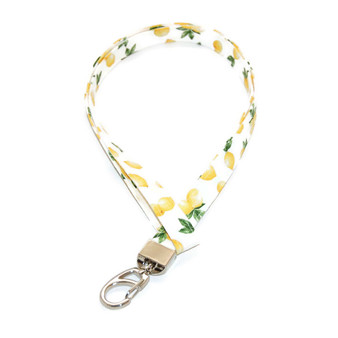 Lemons on White Fabric Lanyard Picture 1