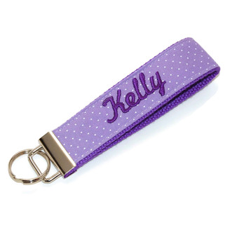 Swiss Dot Purple Keychain Personalized with Name