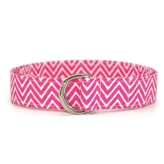 Pink White Chevron Fabric Belt