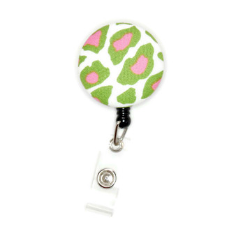 Pink and Green Leopard ID Badge Reel