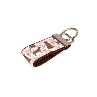 Chocolate Lab Dogs on Pink Mini Keychain  Picture 1
