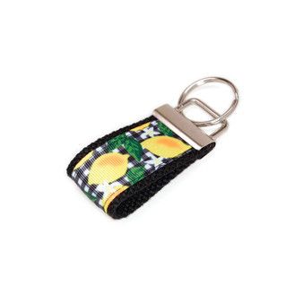 Lemon on Black Check Ribbon Mini Keychain  Picture 1