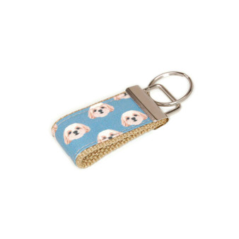 Shih Tzu Dog Blue Gray Fabric Mini Keychain  Picture 1