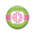 Lime Green Pink Quatrefoil Monogrammed Pocket Mirror