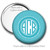 Aqua Blue White Swiss Dot Monogrammed Pocket Mirror
