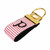 red seersucker keychain with letter and yellow gold hardware