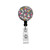 gray floral id badge reel with mylar cover