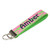 pink alligator keychain with name and silver hardware