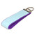 sky blue seersucker keychain silver hardware in wristlet size