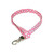 this is a picture of a pink fabric lanyard with white golf balls