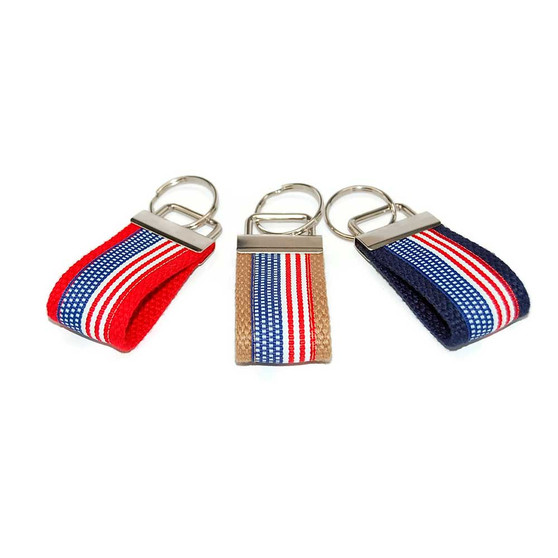 Flag Mini Keychain Patriotic Ribbon Finger Key Fob Bag Tag Graduation Gift - You Pick Color