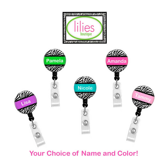 Zebra Name Mylar Badge Choice of Colors