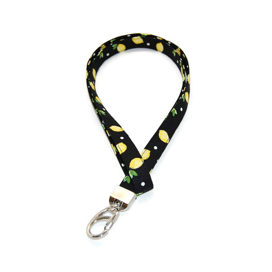 Lemons on Black Fabric Lanyard Picture 1