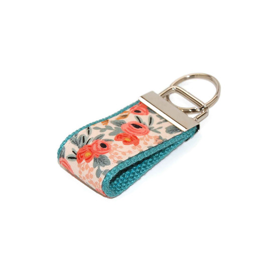 Floral With Mint Coral Mini Keychain
