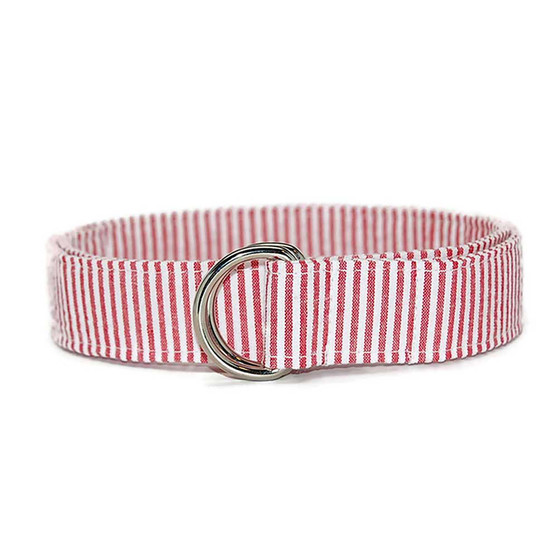 Red White Seersucker Fabric Belt