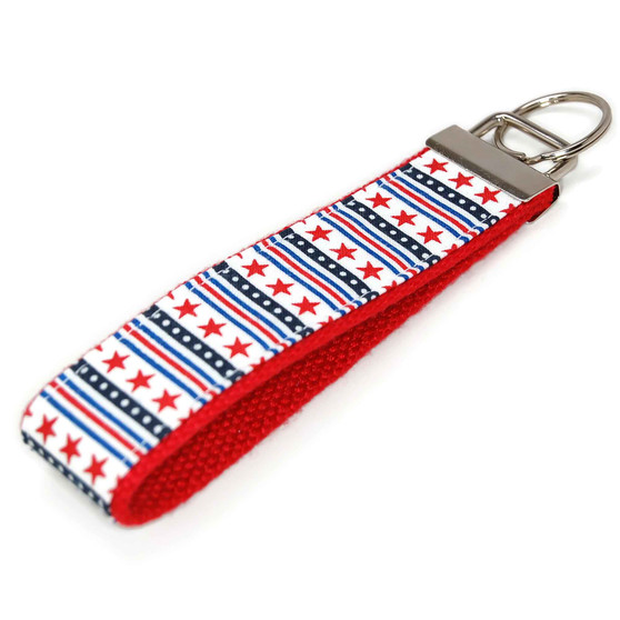 Patriotic Cotton Fabric Stars and Stripes Sold By FQ HY or Full Yard Keychain  Picture 1
