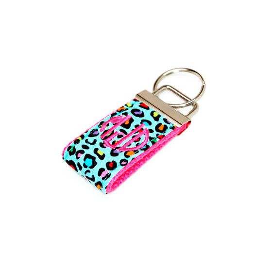 Multi Colored Leopard Mini Keychain Personalized Monogram Picture 1