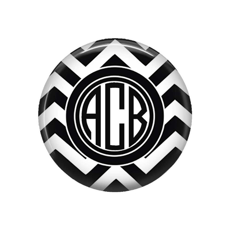 Black Chevron Monogrammed Pocket Mirror