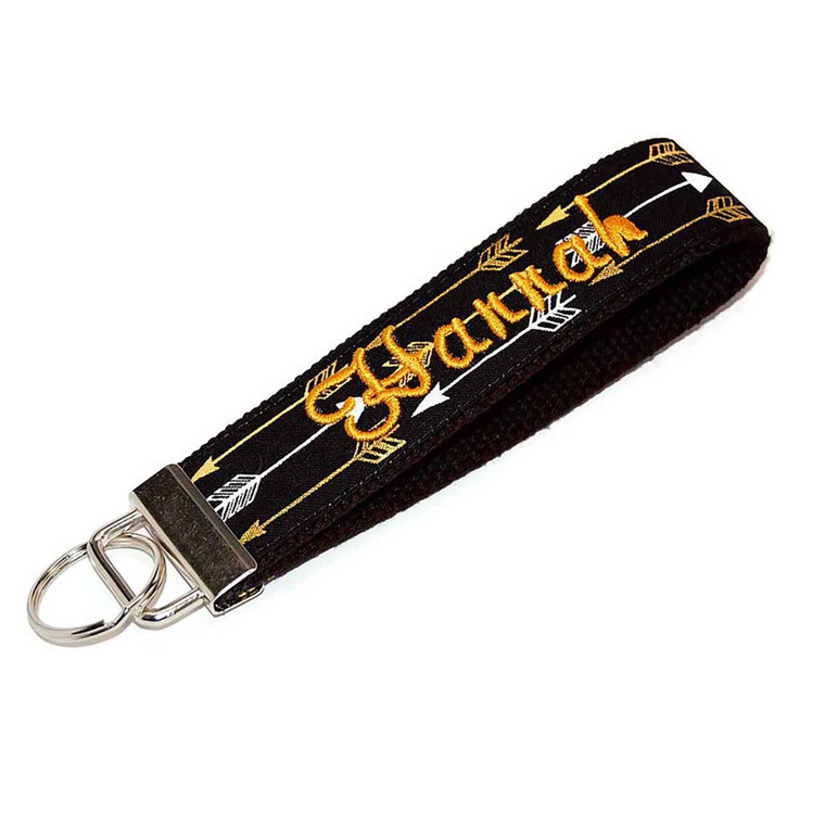 Black and Gold Arrows Personalized Key Fob