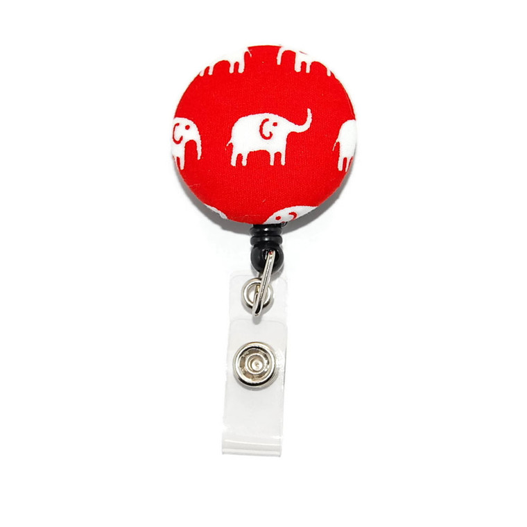 Elephant on Red ID Badge Reel