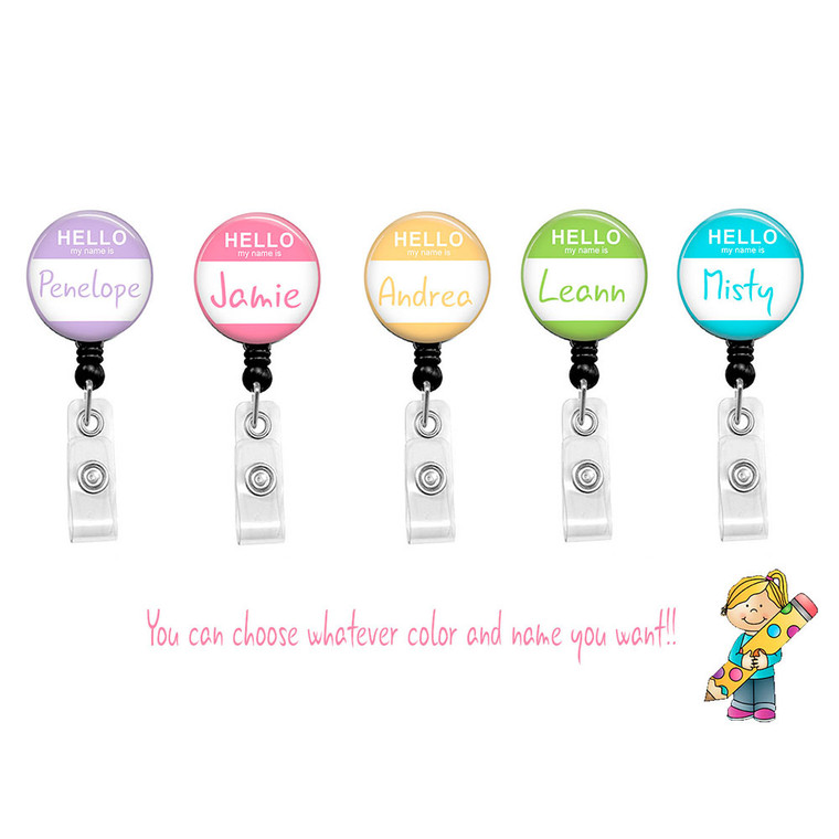 Hello My Name Is Personalized ID Badge Reel