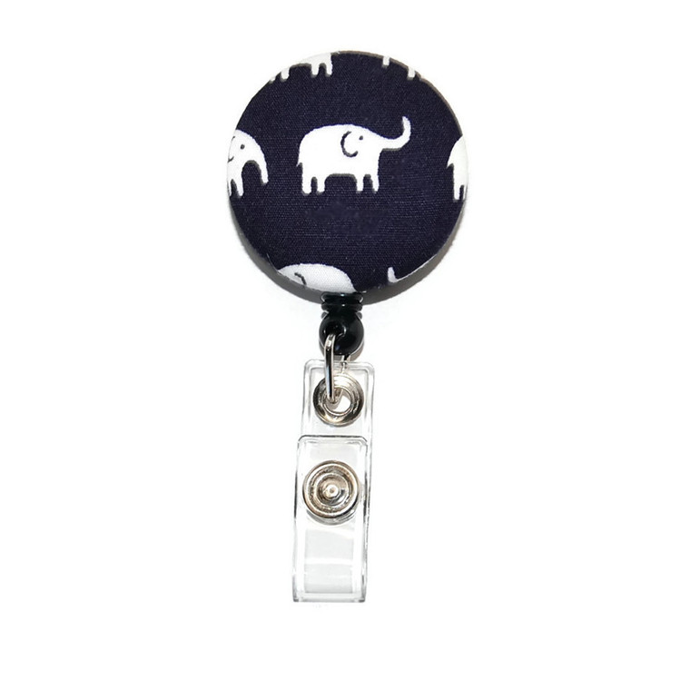 elephant id badge reel with fabric cover