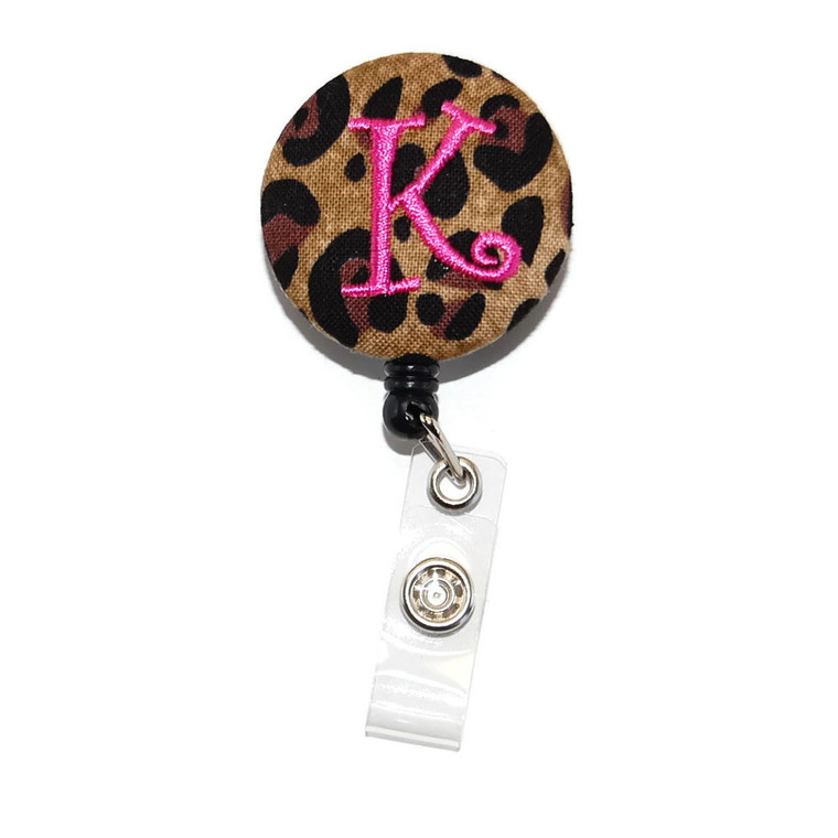leopard personalized id badge reel