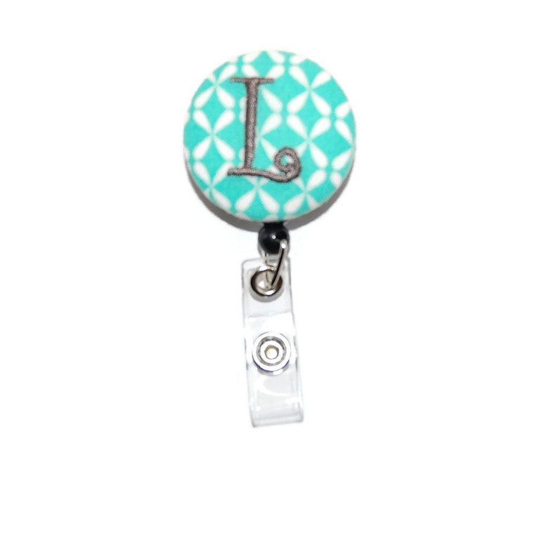 Mint and Gray Diamond Stars Personalized ID Badge Reel