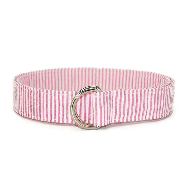 Pink White Seersucker Fabric Belt