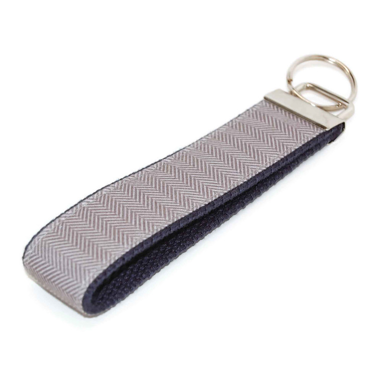 Gray Herringbone Keychain