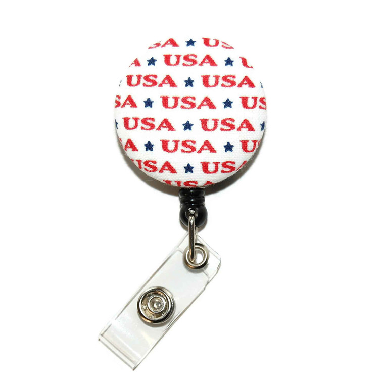 USA with Star on Creme ID Badge Reel