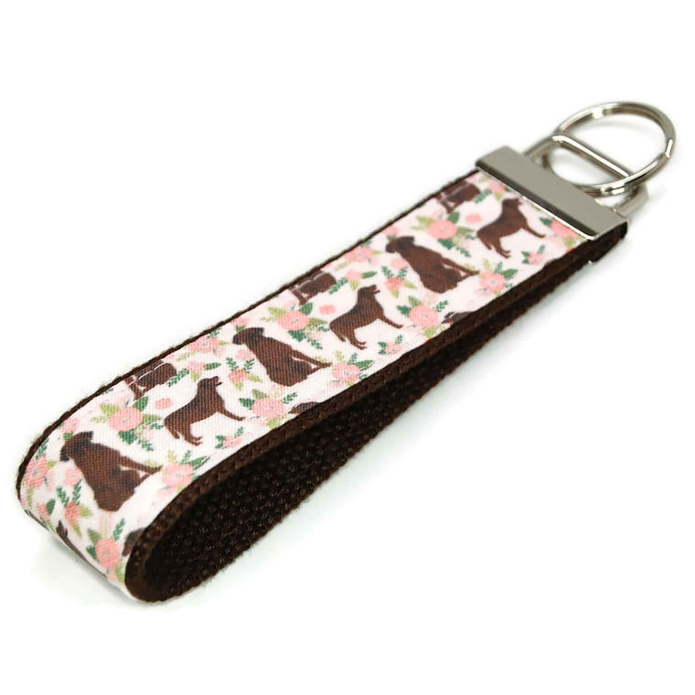 Chocolate Lab Dogs on Pink Keychain  Picture 1