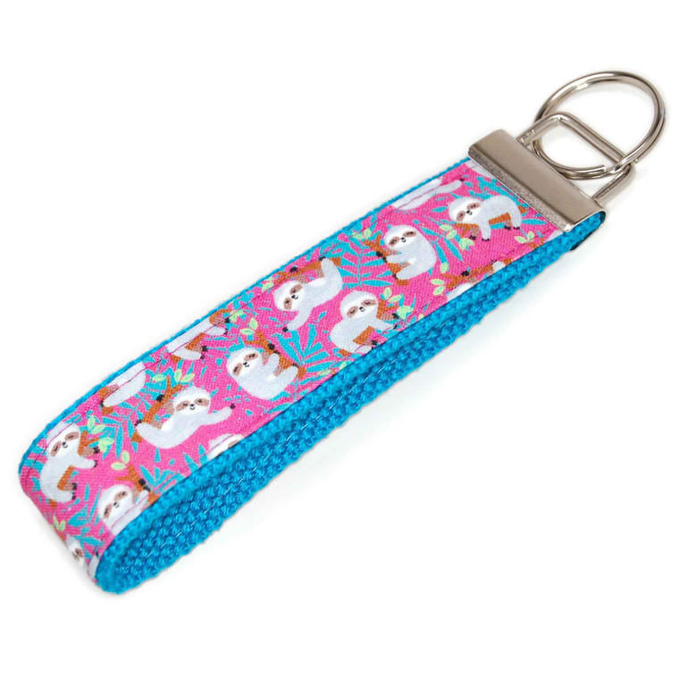Sloth on Pink Fabric Keychain  Picture 1