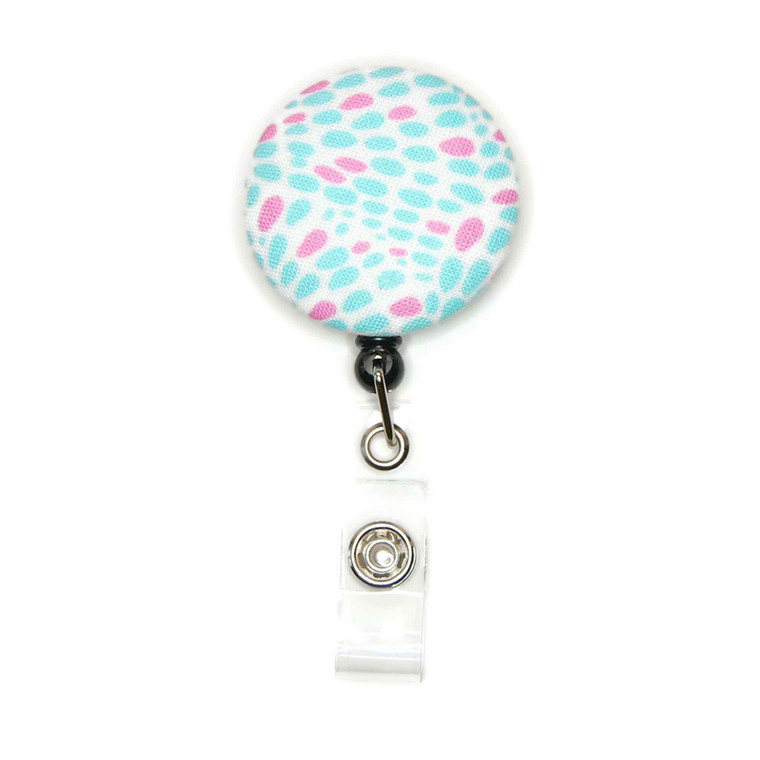 Oval Dots Aqua ID Badge Reel 