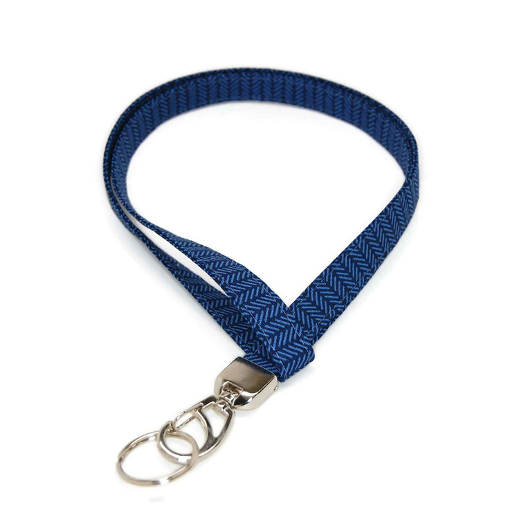 Herringbone Blue Fabric Lanyard  Picture 1