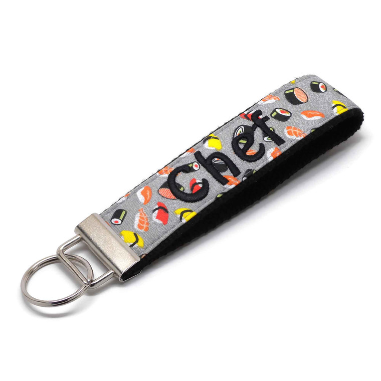 Sushi on Grey Keychain Personalized Name Picture 1