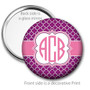 Purple Pink Quatrefoil Monogrammed Pocket Mirror