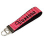 Red White Dots Personalized with Black Name Key Fob