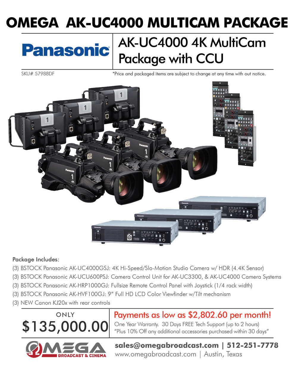 Panasonic AG-CX370 4K Stringer Camera Package