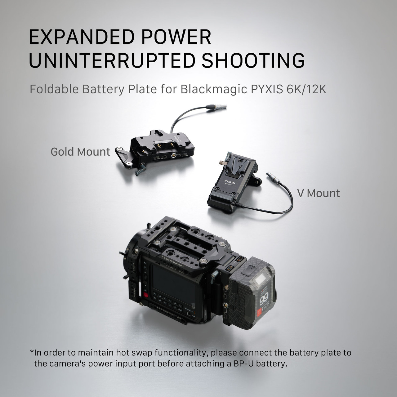 Tilta Foldable Battery Plate for Blackmagic PYXIS 6K/12K - V Mount