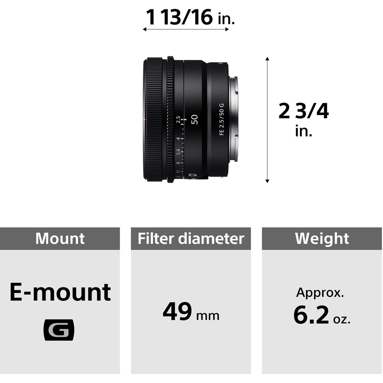 Sony SEL50F25G FE 50mm f/2.5 G Lens
