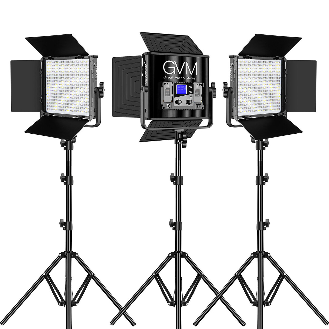 GVM GVM-50RS3L RGB LED Studio 3-Light Soft Video Light Panel Kit